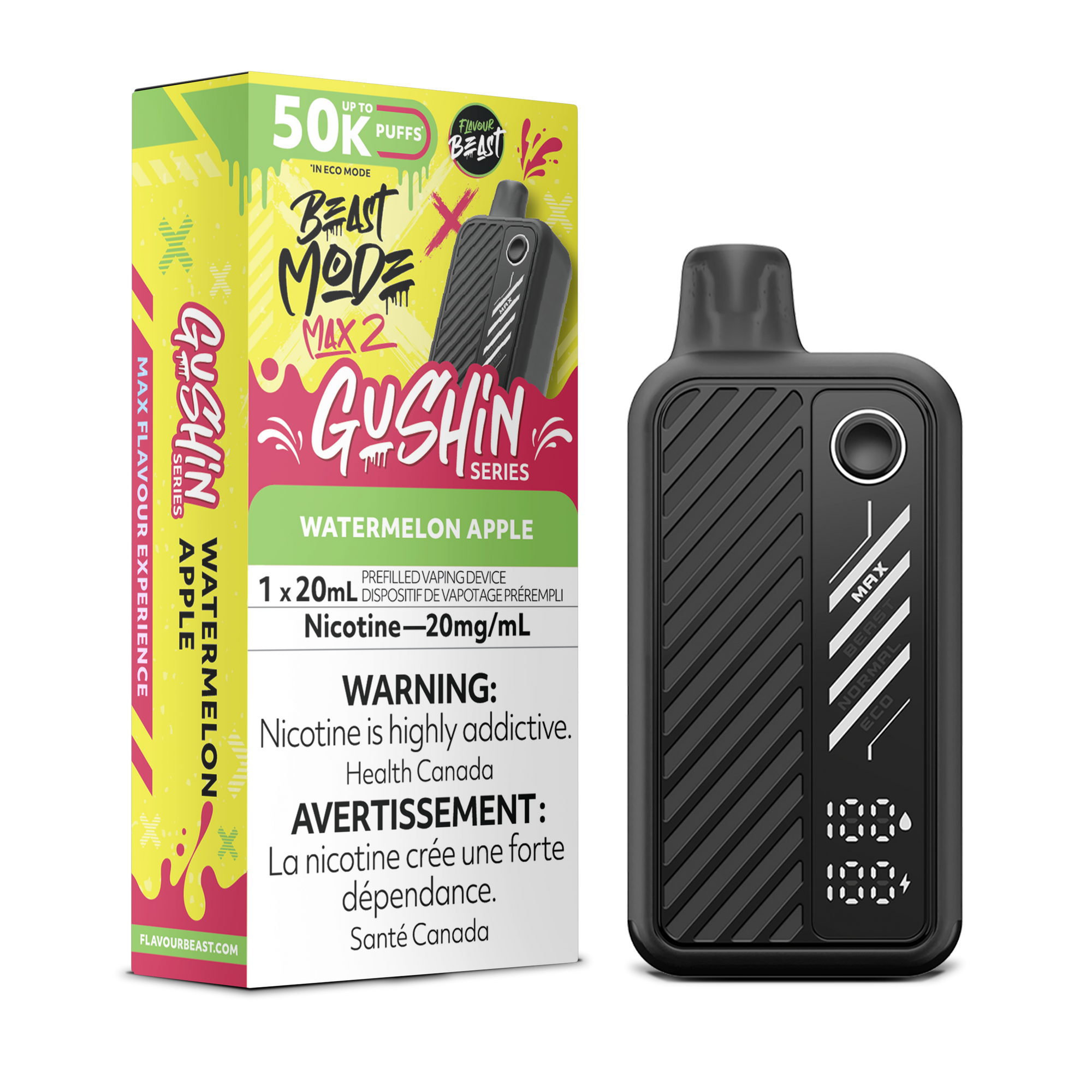 Flavour Beast Beast Mode Max 2 Gushin Watermelon Apple - 50K