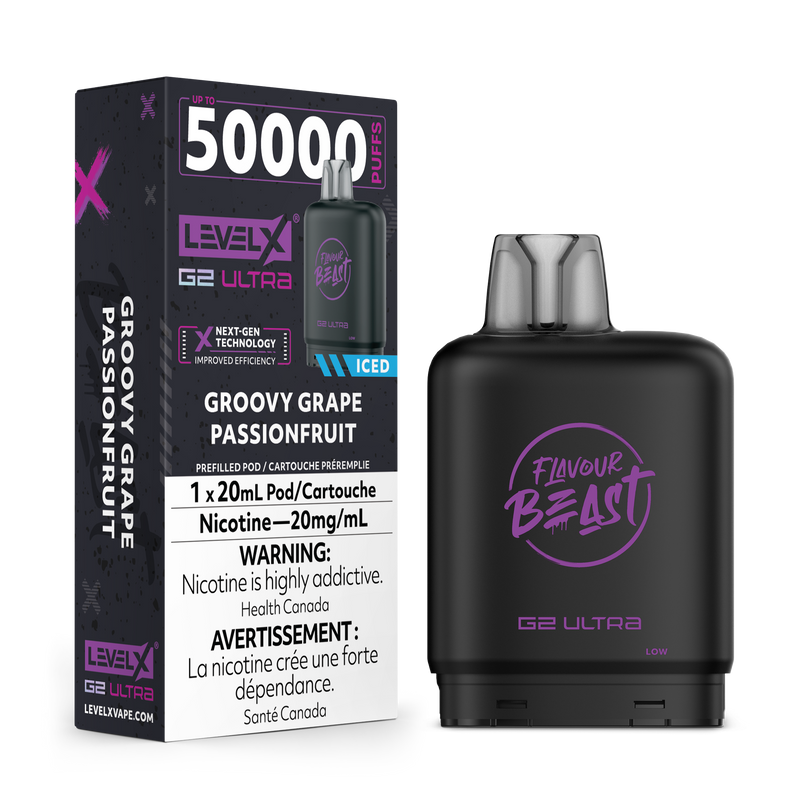 Flavour Beast Level X G2 Ultra 50K - Groovy Grape Passionfruit (Iced)