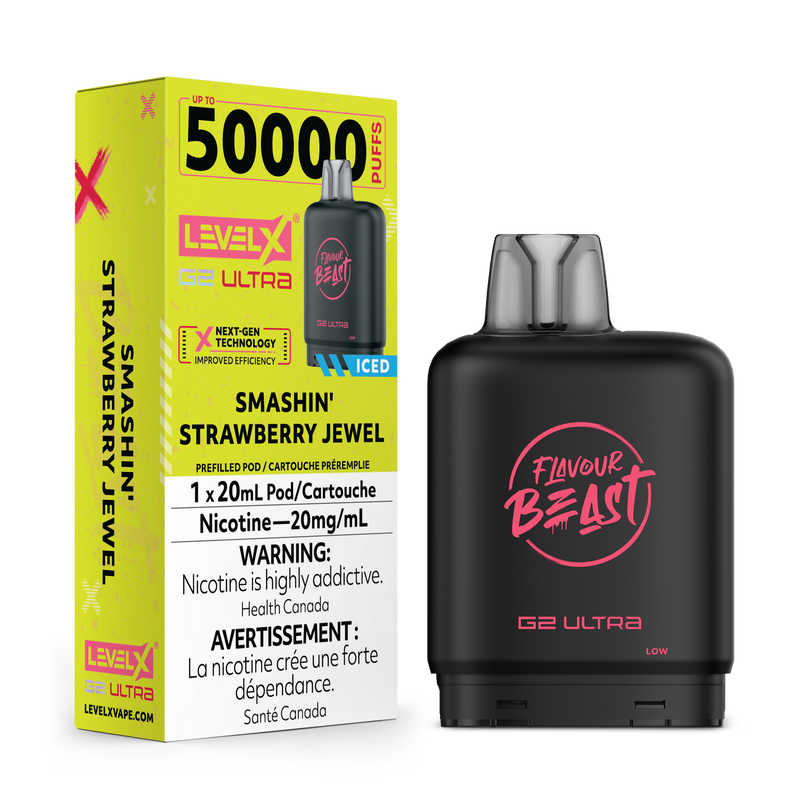 Flavour Beast Level X G2 Ultra 50K - Smashin' Strawberry Jewel (Iced)