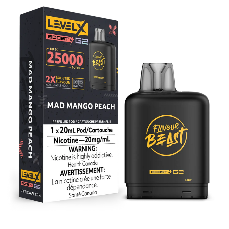 Flavour Beast Level X G2 Boost 25K - Mad Mango Peach