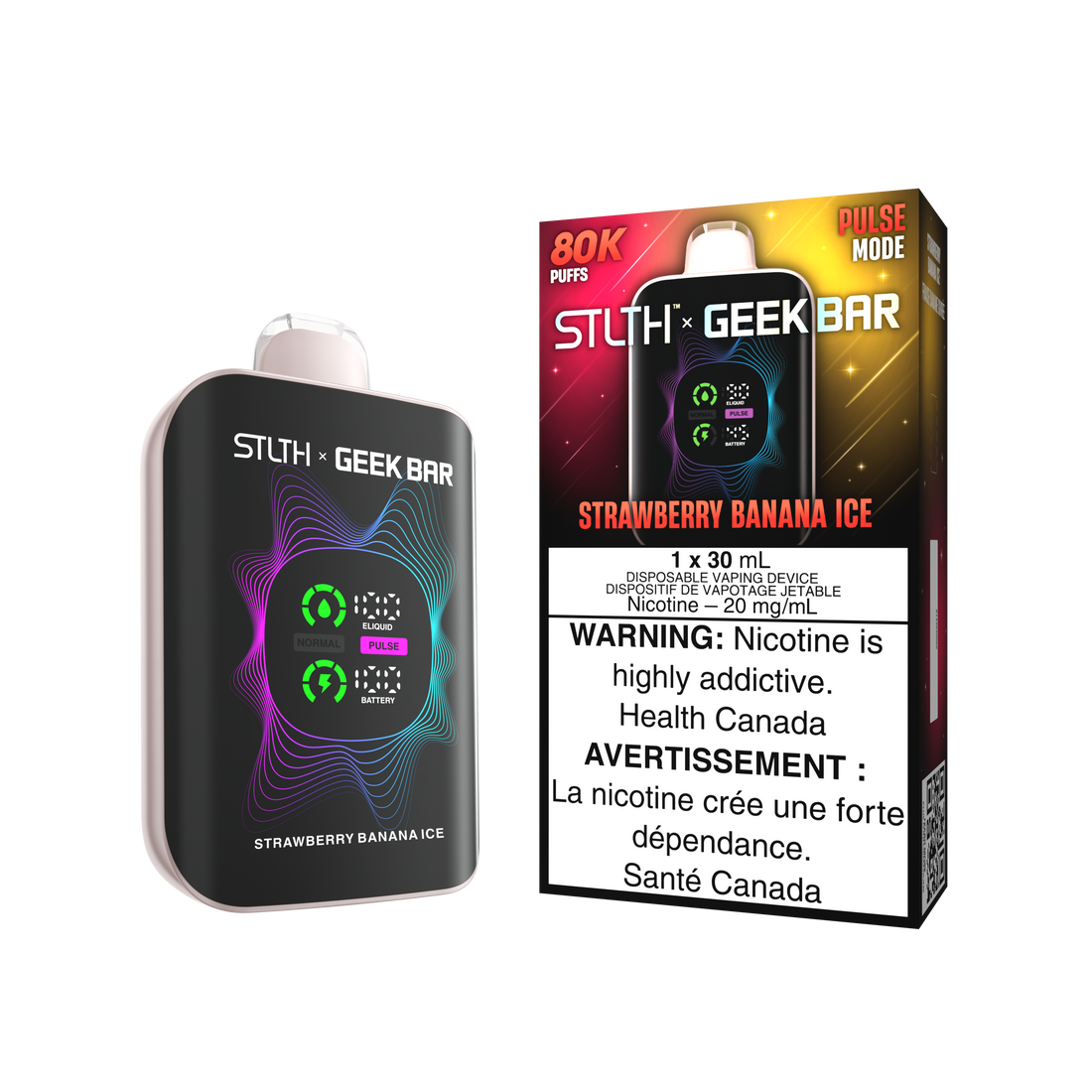 Stlth X Geek Bar - Strawberry Banana Ice (80K)